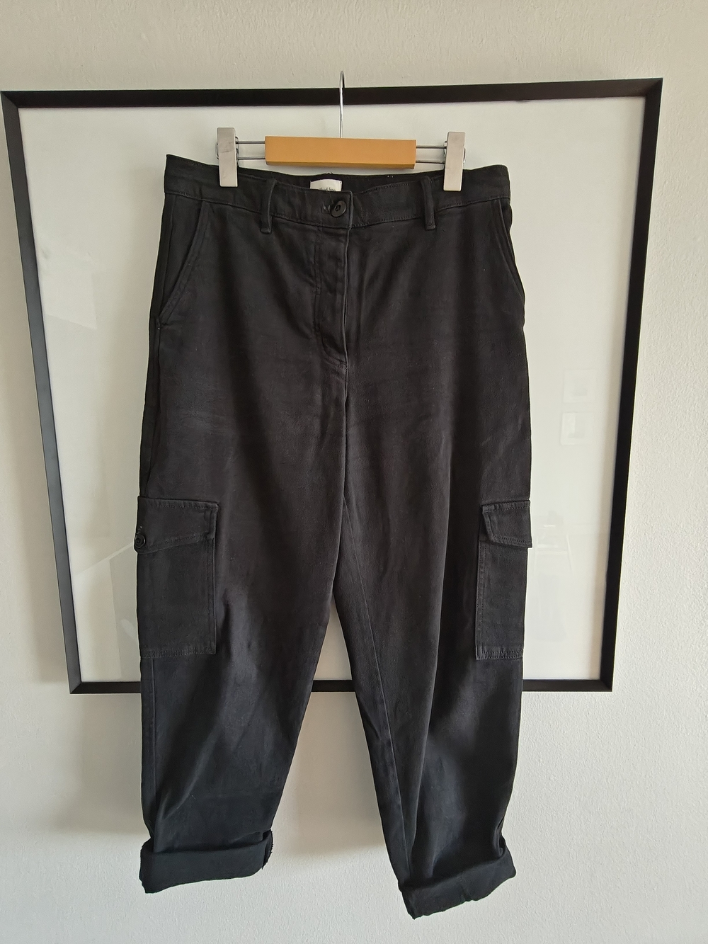 Wilfred Black Cargo Trousers with Utility Pockets